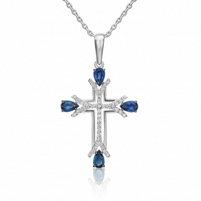 Подвеска из белого золота Platina 03-0471-00-105-1120-30 с бриллиантом и сапфиром 03-0471-00-105-1120-30 фото