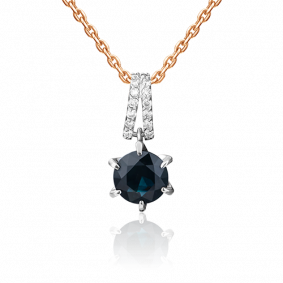 Подвеска из комбинированного золота Platina 03-0482-00-105-1111-30 с бриллиантом и сапфиром 03-0482-00-105-1111-30 фото