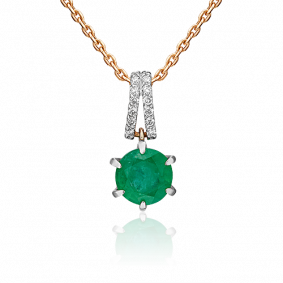 Подвеска из комбинированного золота Platina 03-0482-00-106-1111-30 с бриллиантом и изумрудом 03-0482-00-106-1111-30 фото