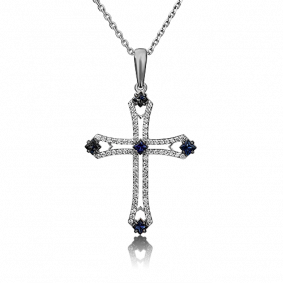 Подвеска из белого золота Platina 03-0485-00-105-1120-30 с бриллиантом и сапфиром 03-0485-00-105-1120-30 фото