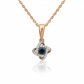 Золотая подвеска Platina 03-0490-00-105-1110-30 с бриллиантом и сапфиром 03-0490-00-105-1110-30 фото