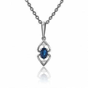 Золотая подвеска Platina 03-0495-00-105-1120-30 с бриллиантом и сапфиром 03-0495-00-105-1120-30 фото