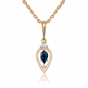 Золотая подвеска Platina 03-0502-00-105-1110-30 с бриллиантом и сапфиром 03-0502-00-105-1110-30 фото