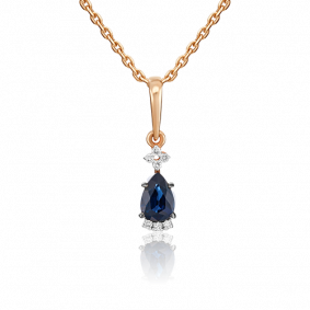 Золотая подвеска Platina 03-0504-00-105-1110-30 с бриллиантом и сапфиром 03-0504-00-105-1110-30 фото