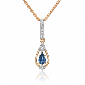 Золотая подвеска Platina 03-0520-00-105-1110-30 с бриллиантом и сапфиром 03-0520-00-105-1110-30 фото