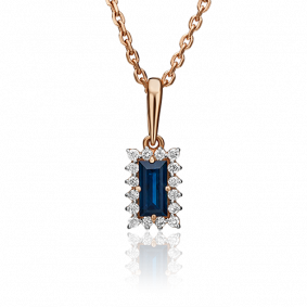 Золотая подвеска Platina 03-0529-00-105-1110-30 с бриллиантом и сапфиром 03-0529-00-105-1110-30 фото