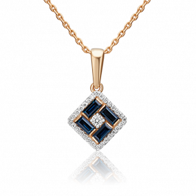 Золотая подвеска Platina 03-0530-00-105-1110-30 с бриллиантом и сапфиром 03-0530-00-105-1110-30 фото