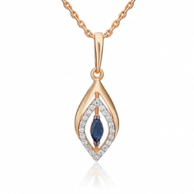 Золотая подвеска Platina 03-0536-00-105-1110-30 с бриллиантом и сапфиром 03-0536-00-105-1110-30 фото