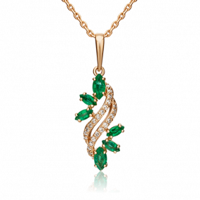 Золотая подвеска Platina 03-0548-00-106-1110-30 с бриллиантом и изумрудом 03-0548-00-106-1110-30 фото