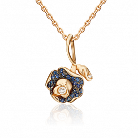 Золотая подвеска Platina 03-0549-00-105-1110-30 с бриллиантом и сапфиром 03-0549-00-105-1110-30 фото