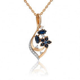 Золотая подвеска Platina 03-0554-00-105-1110-30 с бриллиантом и сапфиром 03-0554-00-105-1110-30 фото