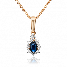 Золотая подвеска Platina 03-0559-00-105-1110-30 с бриллиантом и сапфиром 03-0559-00-105-1110-30 фото