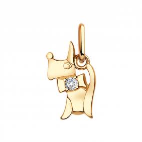 Золотая подвеска Золотые узоры 03-0676 с цирконием 03-0676 фото