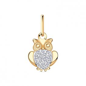 Золотая подвеска Золотые узоры 03-1273 с цирконием 03-1273 фото