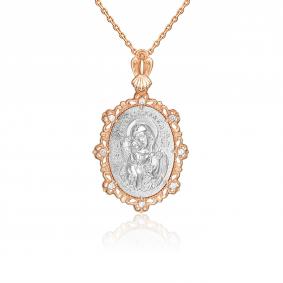 Золотая подвеска-иконка Владимирская Божья Матерь Platina с фианитом 03-1481-00-401-1111-42 03-1481-00-401-1111-42 фото