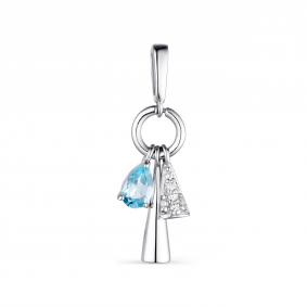 Серебряная подвеска АЛЬКОР 03-1738/00ТБ-00 с топазом и фианитом 03-1738/00ТБ-00 фото