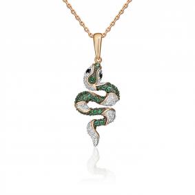 Золотая подвеска Символ года Змея Platina с фианитом 03-1974-00-404-1110-24 03-1974-00-404-1110-24 фото