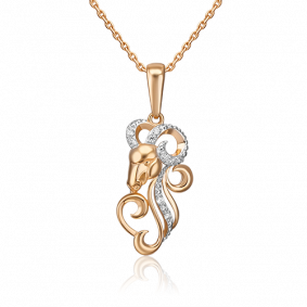 Золотая подвеска Знак зодиака овен Platina с фианитом 03-1987-00-401-1110-03 03-1987-00-401-1110-03 фото