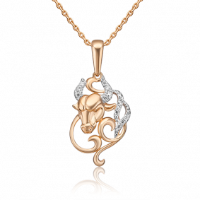 Золотая подвеска Знак зодиака Телец Platina с фианитом 03-1987-01-401-1110-03 03-1987-01-401-1110-03 фото