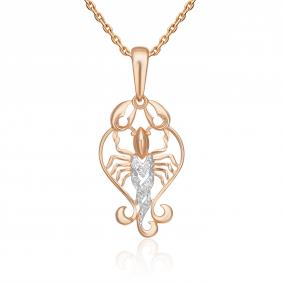 Золотая подвеска Знак зодиака Рак Platina с фианитом 03-1987-03-401-1110-03 03-1987-03-401-1110-03 фото