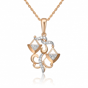 Золотая подвеска Знак зодиака Весы Platina с фианитом 03-1987-06-401-1110-03 03-1987-06-401-1110-03 фото