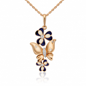 Золотая подвеска Platina 03-2401-00-401-1110-25 с фианитом и эмалью 03-2401-00-401-1110-25 фото