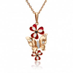 Золотая подвеска Platina 03-2401-00-403-1110-25 с фианитом и эмалью 03-2401-00-403-1110-25 фото