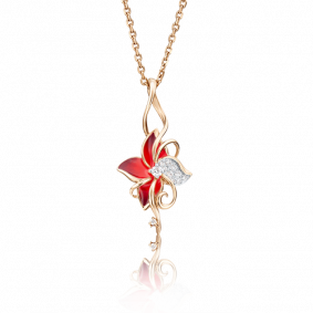 Золотая подвеска Platina 03-2414-01-401-1110-25 с фианитом и эмалью 03-2414-01-401-1110-25 фото