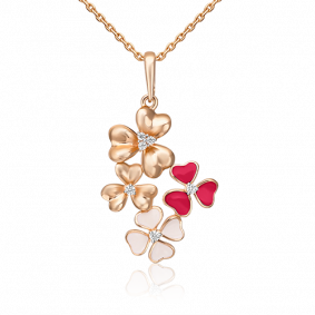 Золотая подвеска Platina 03-2415-01-401-1110-25 с фианитом и эмалью 03-2415-01-401-1110-25 фото