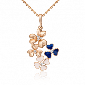 Золотая подвеска Platina 03-2415-03-401-1110-25 с фианитом и эмалью 03-2415-03-401-1110-25 фото