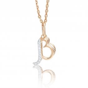 Золотая подвеска-буква В Platina с фианитом 03-2448-В-401-1110-03 03-2448-В-401-1110-03 фото
