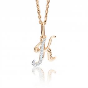 Золотая подвеска-буква К Platina с фианитом 03-2448-К-401-1110-03 03-2448-К-401-1110-03 фото