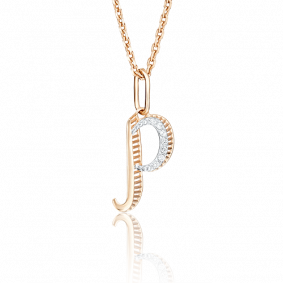 Золотая подвеска-буква Р Platina с фианитом 03-2448-Р-401-1110-03 03-2448-Р-401-1110-03 фото