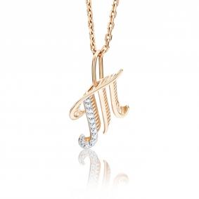 Золотая подвеска-буква Т Platina с фианитом 03-2448-Т-401-1110-03 03-2448-Т-401-1110-03 фото