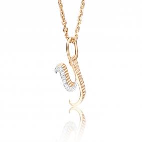 Золотая подвеска-буква У Platina с фианитом 03-2448-У-401-1110-03 03-2448-У-401-1110-03 фото