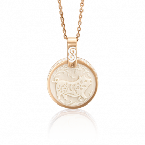 Золотая подвеска Символ года Свинья Platina с бивнем мамонта и эмалью 03-2451-12-292-1110-46 03-2451-12-292-1110-46 фото