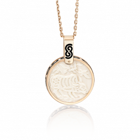 Золотая подвеска Символ года Быка Platina с бивнем мамонта и эмалью 03-2452-02-292-1110-46 03-2452-02-292-1110-46 фото