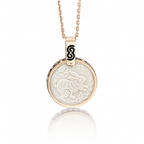 Золотая подвеска Символ года Кролик Platina с бивнем мамонта и эмалью 03-2452-04-292-1110-46 03-2452-04-292-1110-46 фото