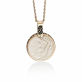 Золотая подвеска Символ года Дракон Platina с бивнем мамонта и эмалью 03-2452-05-292-1110-46 03-2452-05-292-1110-46 фото