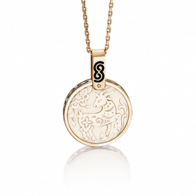 Золотая подвеска Символ года Козы Platina с бивнем мамонта и эмалью 03-2452-08-292-1110-46 03-2452-08-292-1110-46 фото