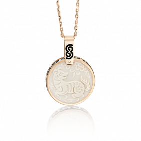 Золотая подвеска Символ года Собаки Platina с бивнем мамонта и эмалью 03-2452-11-292-1110-46 03-2452-11-292-1110-46 фото