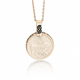 Золотая подвеска Символ года Свинья Platina с бивнем мамонта и эмалью 03-2452-12-292-1110-46 03-2452-12-292-1110-46 фото