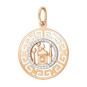 Золотая подвеска Золотые узоры 03-2457 с цирконием 03-2457 фото