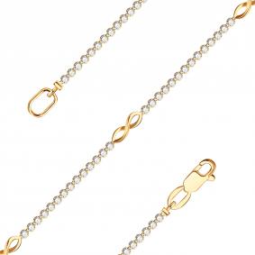 Золотой браслет Бесконечность Золотые узоры с цирконом 03-2488 03-2488 фото