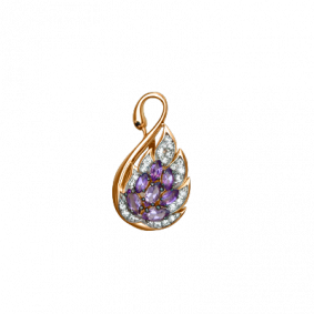Золотая подвеска Platina 03-2497-00-209-1110-46 с фианитом и аметистом 03-2497-00-209-1110-46 фото