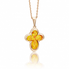 Золотая подвеска Platina 03-2560-00-271-1110-46 с янтарём 03-2560-00-271-1110-46 фото