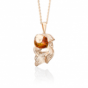 Золотая подвеска Platina 03-2608-00-271-1110-46 с янтарём 03-2608-00-271-1110-46 фото