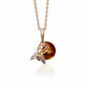 Золотая подвеска Platina 03-2612-00-271-1110-46 с янтарём и эмалью 03-2612-00-271-1110-46 фото