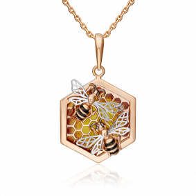 Подвеска из комбинированного золота Platina 03-2641-00-000-1111-48 с эмалью 03-2641-00-000-1111-48 фото