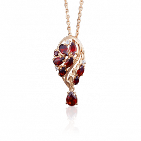 Золотая подвеска Platina 03-2681-00-210-1110-46 с фианитом и гранатом 03-2681-00-210-1110-46 фото